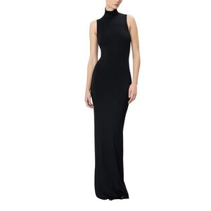 ETERNE Harlow Maxi Dress Black Sleeveless Turtleneck Modal Jersey Slim Fit S NEW